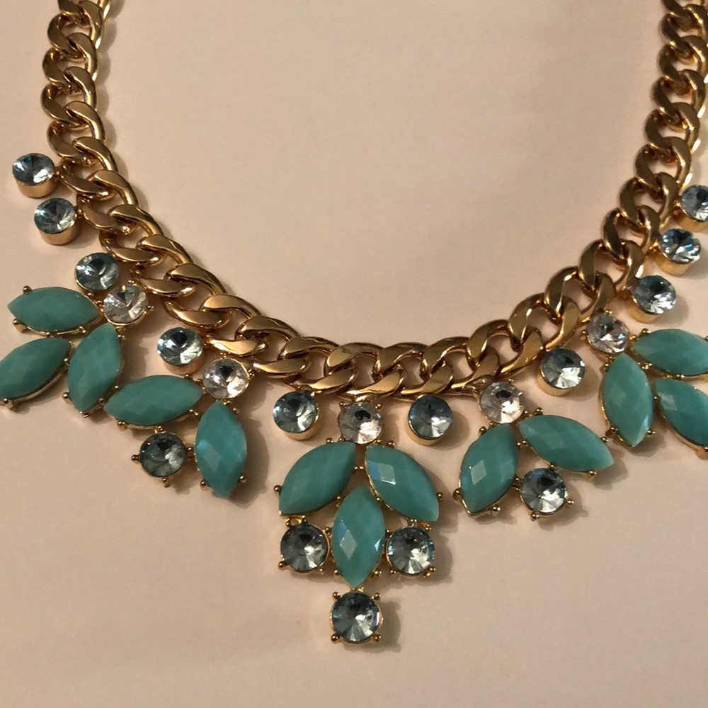 Teal and Gold Statement Necklace